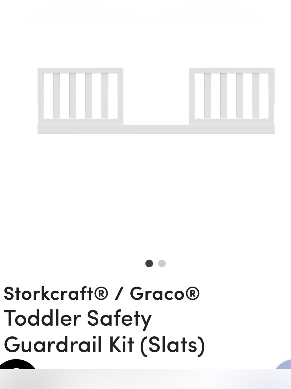 Storkcraft/ Graco Toddler Safety Guardrail kit slats, White